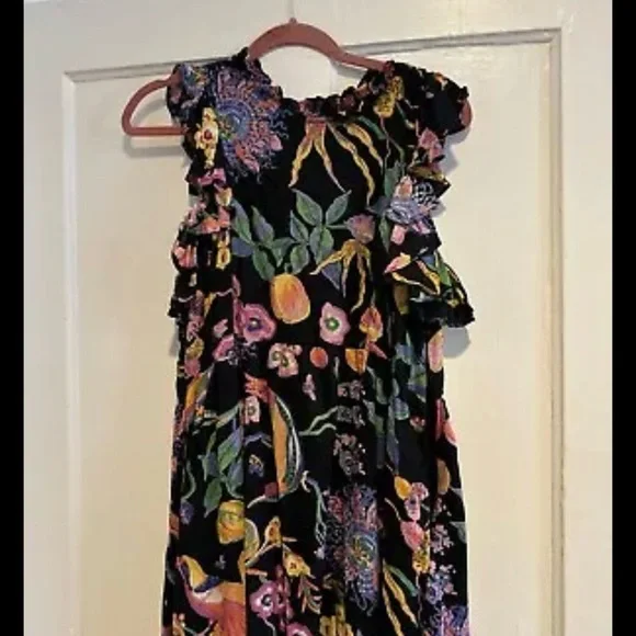 Banjanan Hannah Dress Large Eden Garden Black Print Viscose Maxi $400 Retail - Picture 6 of 9